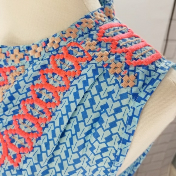 J. Crew Arrow Print Embroidered Tassel Top - Picture 6 of 7